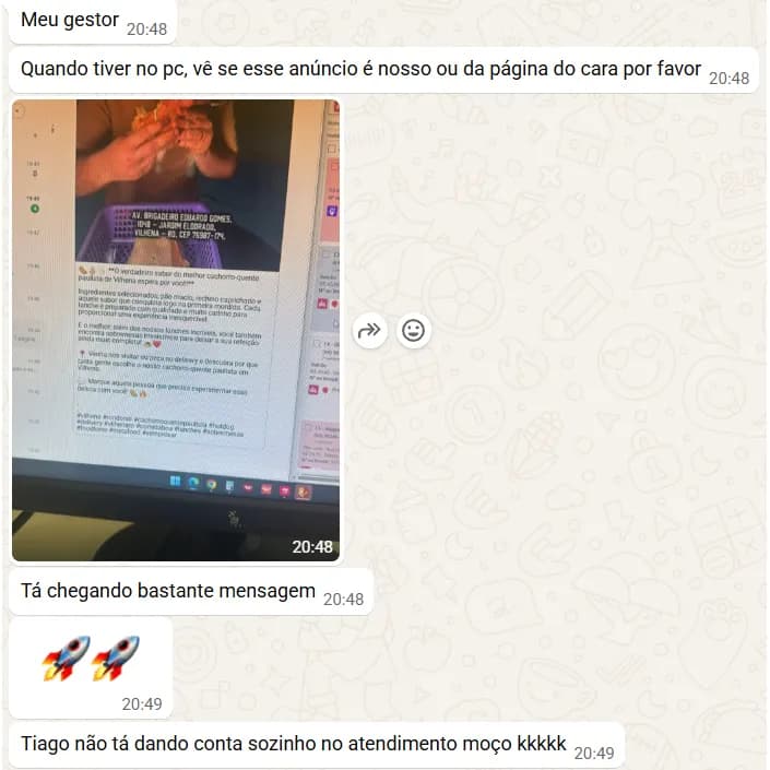 Mensagem da dona do Prensadão: tá chegando bastante mensagem, o atendente não dá conta sozinho